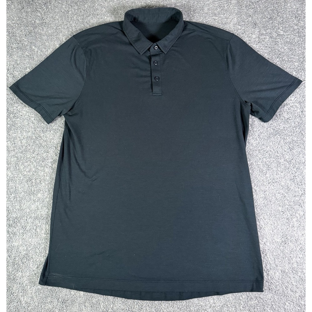 Lululemon Polo Shirt Mens Large Navy Blue Evolution Performance Flex Golf Active